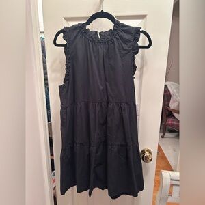 NWT BP Black Poplin Sleeveless Mini Dress w/Ruffle Detail & Knit Lining. Size L